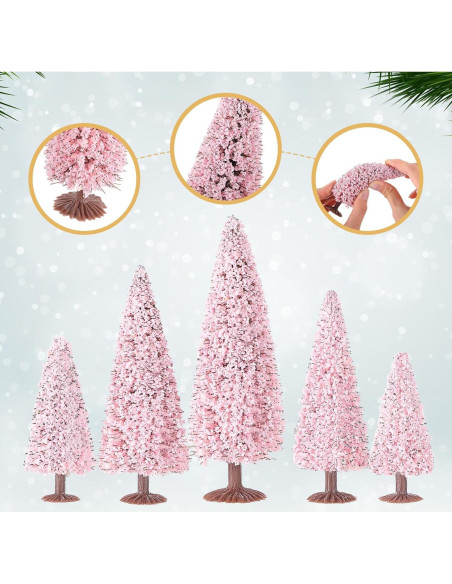 20 Árboles de Modelo de Navidad Skylety 5.5-12 cm Rosa
