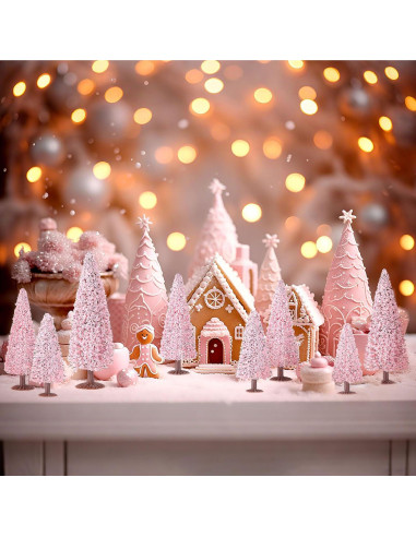 20 Árboles de Modelo de Navidad Skylety 5.5-12 cm Rosa