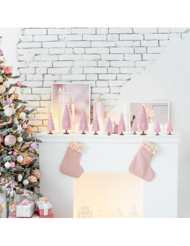 20 Árboles de Modelo de Navidad Skylety 5.5-12 cm Rosa