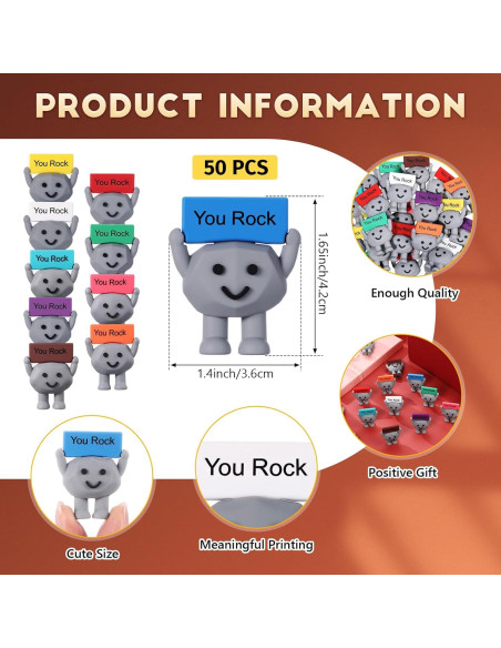 Gejoy 10 Mini Juguetes de Piedra Motivacionales de Goma