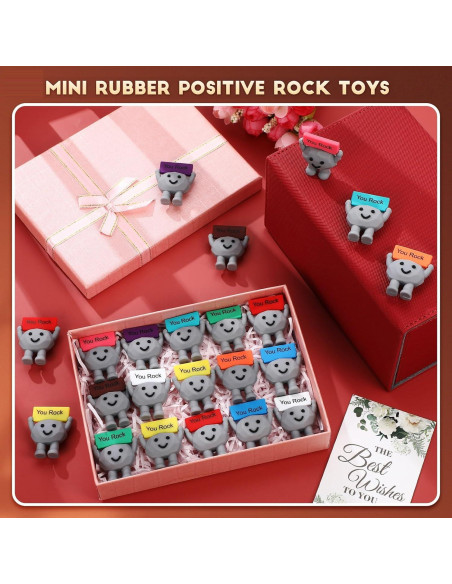 Gejoy 10 Mini Juguetes de Piedra Motivacionales de Goma