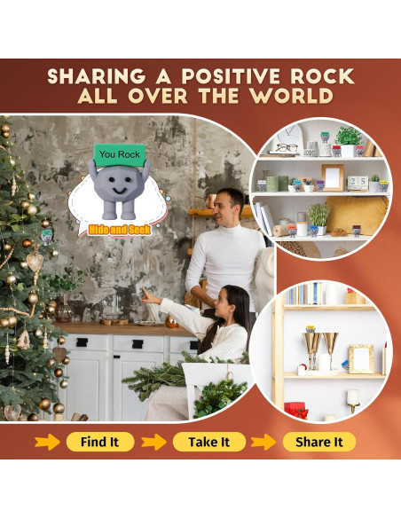 Gejoy 10 Mini Juguetes de Piedra Motivacionales de Goma