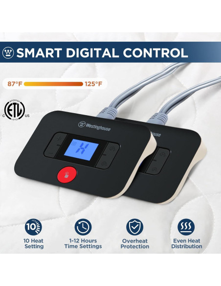 Almohadilla Térmica Queen Westinghouse 10 Niveles Calor 152x203 cm