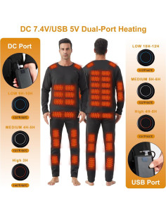 Conjunto Térmico Calentado para Hombres - 42 Zonas Calor - 2 Baterías 16000mAh 2