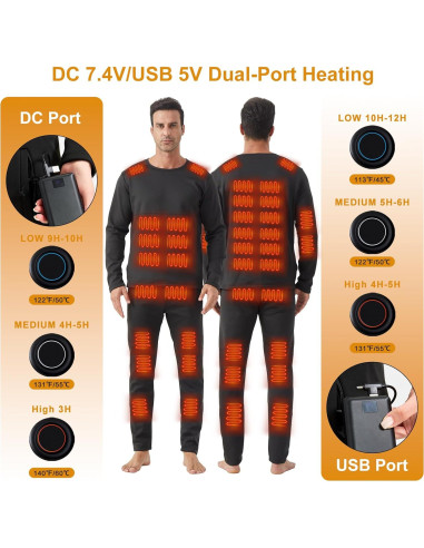Conjunto Térmico Calentado para Hombres - 42 Zonas Calor - 2 Baterías 16000mAh