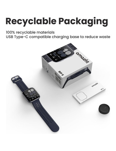 Reloj Inteligente Amazfit Bip 6 46mm, Pantalla AMOLED, GPS, 14 Días Batería