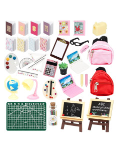 SOTOGO 34 Piezas Accesorios de Escuela para Muñecas Miniatura