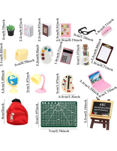 SOTOGO 34 Piezas Accesorios de Escuela para Muñecas Miniatura 2