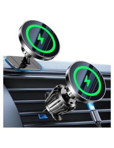 Cargador Inalámbrico MagSafe Kaistyle 15W para Auto - Soporte 2 en 1