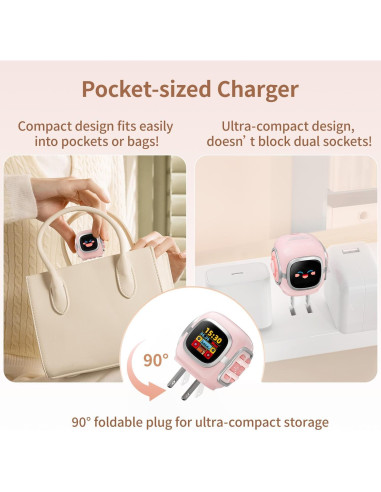Cargador Divoom Dipow 35W USB-C Rápido GaN Rosa