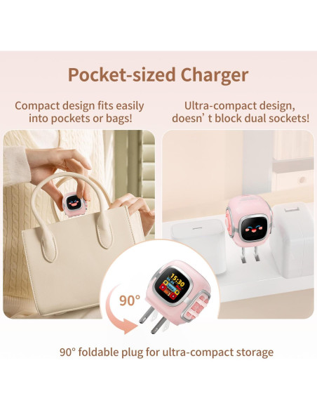 Cargador Divoom Dipow 35W USB-C Rápido GaN Rosa
