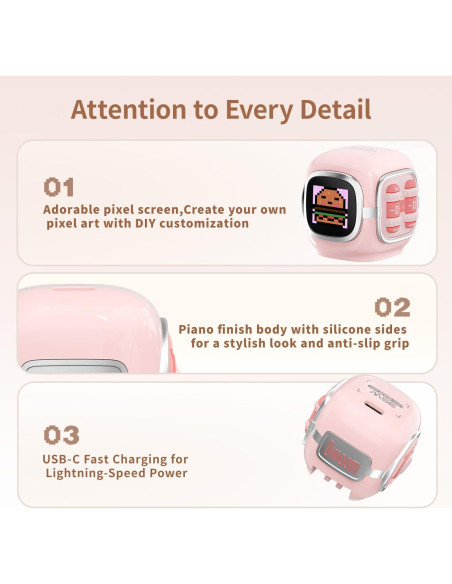 Cargador Divoom Dipow 35W USB-C Rápido GaN Rosa