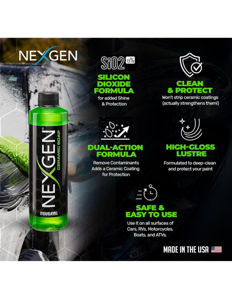 Jabón Cerámico Premium Nexgen 473ml - Lavado de Autos Hidrofóbico