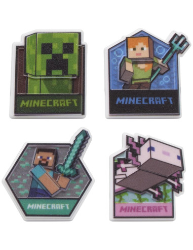 DecoPac Anillos para Cupcakes Minecraft - 24 Adornos 3D