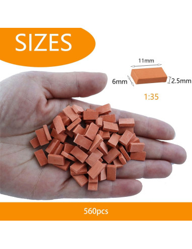 Mini Ladrillos Rojos Cayway - 560 Pcs para Jardines en Miniatura