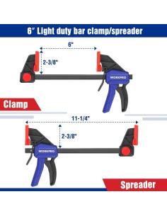 Juego de Abrazaderas WORKPRO 4 Piezas 15.24cm y 11.43cm Azul 2