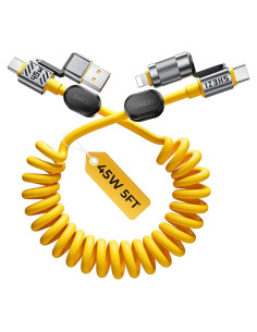 Cable Enrollado 4-en-1 Jixivor 45W USB C y Lightning 5FT