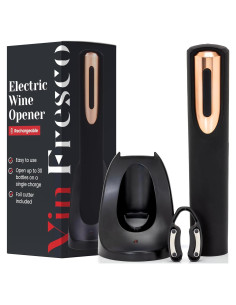 Abridor de Vino Eléctrico Recargable Vin Fresco - Negro y Oro Rosa
