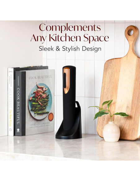 Abridor de Vino Eléctrico Recargable Vin Fresco - Negro y Oro Rosa