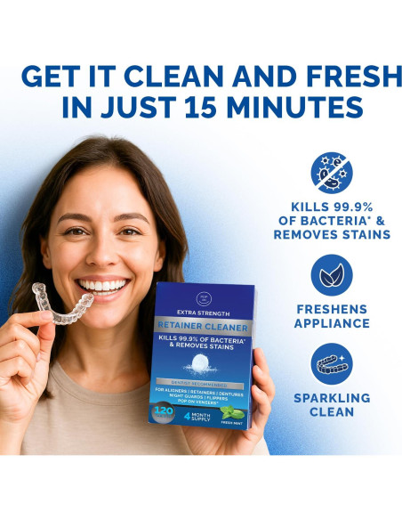 Tabletas Limpiadoras de Retenedores Pop On Veneers - 120 Unidades