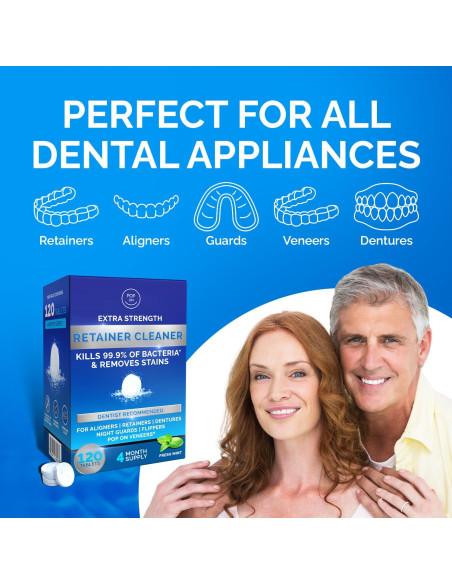 Tabletas Limpiadoras de Retenedores Pop On Veneers - 120 Unidades