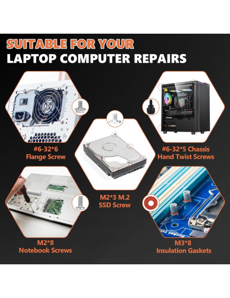 Kit de Tornillos para PC Kalote 167 Piezas M.2 SSD y ATX