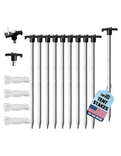 Estacas de Tienda Eurmax Galvanizadas 25.4cm 10 Piezas con Cuerdas