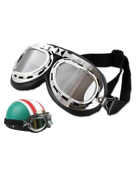 Gafas de Cosplay Steampunk Retro Piloto Negro Lente Transparente