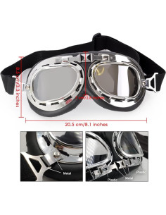 Gafas de Cosplay Steampunk Retro Piloto Negro Lente Transparente 2