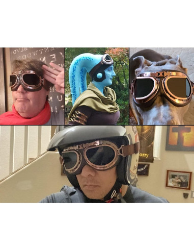Gafas de Cosplay Steampunk Retro Piloto Negro Lente Transparente