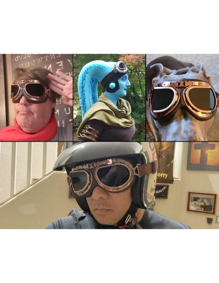 Gafas de Cosplay Steampunk Retro Piloto Negro Lente Transparente
