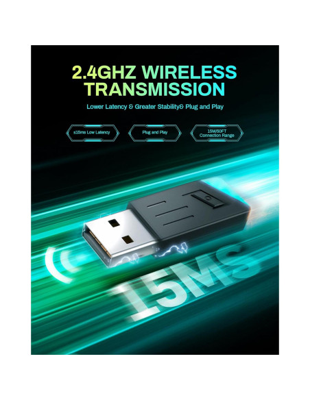 Auriculares Gaming Inalámbricos KOFIRE UG-06 con Micrófono, 65h Batería, RGB