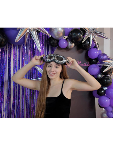 Gafas de Cosplay Steampunk Retro Piloto Negro Lente Transparente