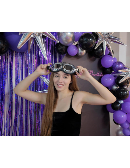 Gafas de Cosplay Steampunk Retro Piloto Negro Lente Transparente