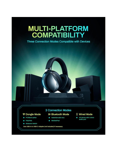 Auriculares Gaming Inalámbricos KOFIRE UG-06 con Micrófono, 65h Batería, RGB