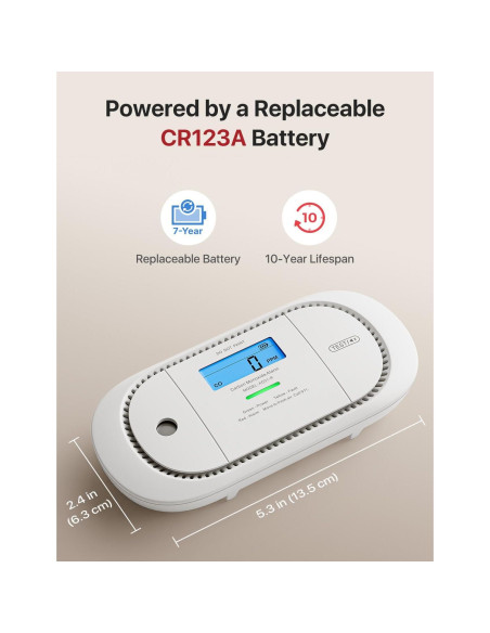 Detector de Monóxido de Carbono X-Sense XC01-R con Pantalla LCD