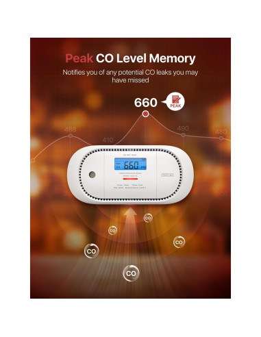 Detector de Monóxido de Carbono X-Sense XC01-R con Pantalla LCD