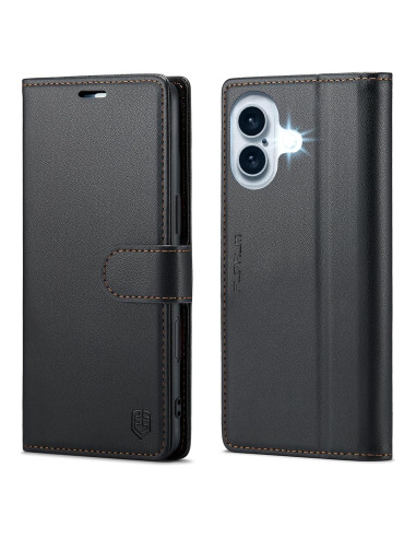 Funda billetera FLIPALM para iPhone 16 con bloqueo RFID - Negro