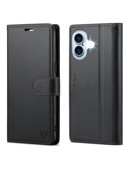 Funda billetera FLIPALM para iPhone 16 con bloqueo RFID - Negro