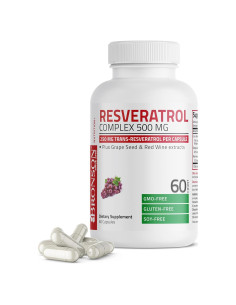 Bronson Resveratrol 500 mg con Semilla de Uva y Vino Tinto - 60 Cápsulas