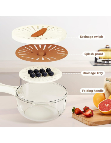 Colador de Frutas SOJUGF 2 en 1 con Asa Plegable 22.86 cm