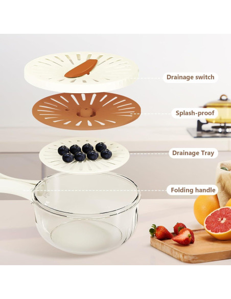 Colador de Frutas SOJUGF 2 en 1 con Asa Plegable 22.86 cm