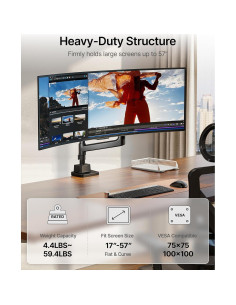 Soporte de Monitor Ultrawide monTEK MA1001PBK 17-57" Negro 2