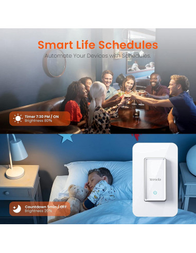 Interruptor de Luz Inteligente Tenda SS3 Wifi 2.4GHz Blanco