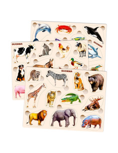 Rompecabezas de Madera QUOKKA 3 en 1 para Niños 1-5 Años