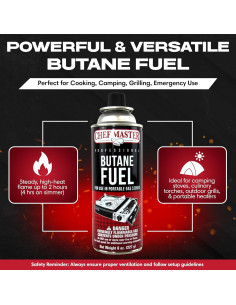 Paquete de 4 Latas de Butano Chef Master 8oz - Combustible para Estufas y Sopletes 2