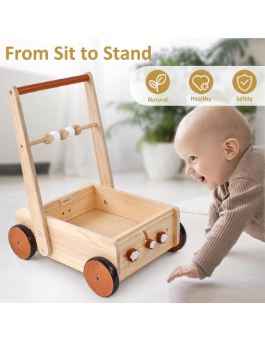 Andador de Madera PairPear Natural con Velocidad Ajustable