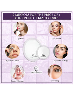 Juego de Espejos Aumentadores 30x y 20x MIRRORVANA 15cm y 10cm 2