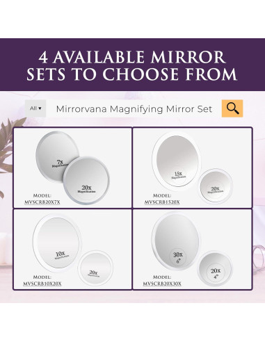 Juego de Espejos Aumentadores 30x y 20x MIRRORVANA 15cm y 10cm