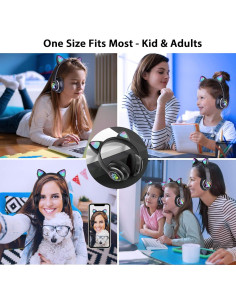 Auriculares Bluetooth 6.0 TCJJ Gato LED 85dB Plegables 331g 2